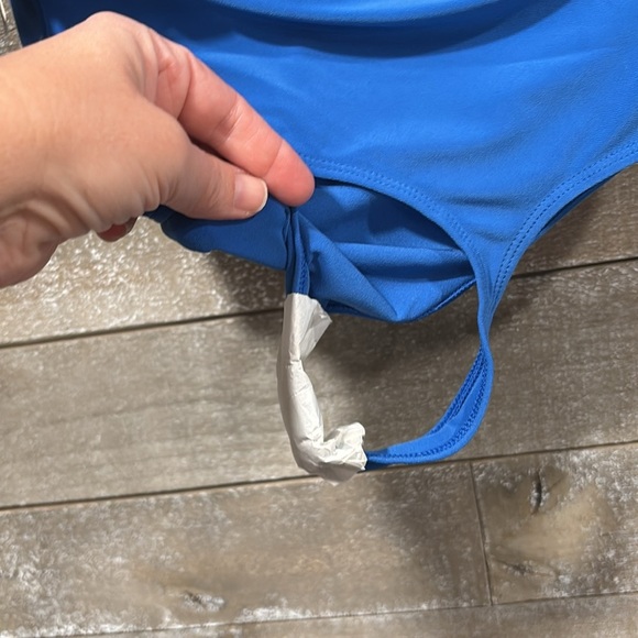 Express blue mock neck open back bodysuit size Medium - Picture 5 of 10